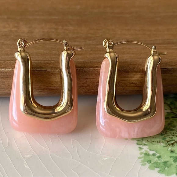 Anthropologie Casa Clara Andy Earrings Sweet Pink Gold Earrings - Picture 3 of 11